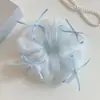 Elástico de Cabelo Scrunchie Azul com Laço Super Bonito Estilo Coreano para Mulheres, Acessório de Cabelo Estilo Preguiçoso, Corda de Cabelo Extra Grande