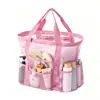 Bolsa de Playa, Bolsa de Almacenamiento de Artículos de Tocador de Gran Capacidad, Bolsa de Almacenamiento para Traje de Baño, Bolsa de Malla Plegable de un Solo Hombro para Natación al Aire Libre