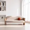 Sofá de Madera Maciza Estilo Wabi-Sabi, Mueble Creativo de Ocio para Sala de Estar, Hotel, Casa de Huéspedes, Club, Salón de Belleza, Banco Curvo de Madera Natural