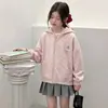 Sudadera con Capucha y Cremallera Estilo Dulce Lindo de Moda Dibujos Animados Puntos Estampados Chaqueta Primavera Otoño Nuevo Estilo Cardigan Elegante para Niñas