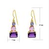 Aretes Rongyu Refresher Moda Estilo Coreano Amatista Topacio Temperamento Azul Polvo Color Mezclado Zircón Aretes Chapados en Oro