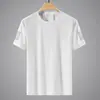 Camiseta de Malla Hielo Seda Hombre Cuello Redondo Secado Rápido Manga Corta Delgada Transpirable Media Manga Talla Grande Superior Hombre Deportivo Holgado Moderno