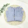 Luvas Grossas de Pele de Coelho Sintética de Inverno, Luvas Quentes de Pelo de Vison para Ciclismo Cor Sólida de Cinco Dedos, À Prova de Frio para Esqui ao Ar Livre