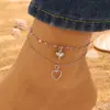 Joias transfronteiriças simples tornozeleira de amor de camada dupla moda Boêmia em formato de coração ornamentos para pé de praia atacado