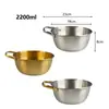 Tigela de mistura estilo coreano, tigela de salada de aço inoxidável com uma alça, tigela para pratos frios, tigela para temperos de churrasco, cor dourada, para catering, hotéis e uso comercial, atacado