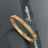 Pulsera de Trébol de Cuatro Hojas Calidoscopio Versión Estrecha para Mujer, Pulsera de Flor de la Suerte de Gama Alta Incrustada con Circonita, Joyería Transfronteriza de Gama Alta