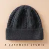 Gorro 100% Cachemir Puro para Mujer, Invierno Cálido, Espeso, de Lana, Tejido, Protección contra el Frío para Ciclismo al Aire Libre, Gorro con Protección para los Oídos