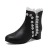 Botas de Renda Flores Elegantes Folha de Lótus 43 Princesa Doce 33 Botas Botas Cano Curto Botas de Cavaleiro Salto Grosso Botas de Renda Comércio Exterior Feminino