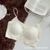 Ropa interior sin costuras transfronteriza de seda helada para tallas grandes de mujer, sujetador push-up con estampado de lazo, top de tubo con tirante pequeño