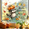 BRUP Adhesivo Estático de Mapache Lindo Temporada de Cosecha de Otoño Decoración de Vidrio para el Hogar Adhesivo para Ventana BR-JD7286C