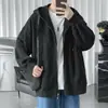 Moletom com Capuz Masculino Outono Novo Estilo Versão Coreana Tendência Ins Solto Casual Jaqueta Cinza Dropshipping Cardigã Com Pelúcia