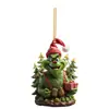 Adorno decoración monstruo verde acrílico colgante verde peludo diseño plano creativo Navidad transfronteriza árbol de Navidad