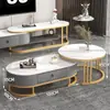 Juego de mesa de centro y mueble de TV de lujo ligero con panel de roca brillante, adecuado para espacios pequeños, extensible, diseño simple con cajones, para uso doméstico en la sala de estar