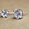 Aretes de botón de platino pt950 chapado con circonita de imitación de cuatro garras, combinables con todo, ocho corazones y ocho flechas, moissanita simple de un solo diamante, aretes superbrillantes