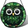 Pingente de Vitral Crisgif - Coruja Verde Pegador de Porta Jardim Pátio Divertido Pássaro Pegador de Sol