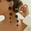 Joyería Europea y Americana Amazon Pendientes de Moda Exagerados Personalizados Pendientes Largos Colgantes de Disco Redondo con Borla Personalizados