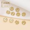 Oro de 14K con incrustaciones de circonita flor copo de nieve soporte para flores diy material de joyería hecho a mano pulsera cuenta pulsera flor accesorios para sombrero
