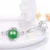 Anel de prata de lei S925 com ágata e calcedônia, moda feminina, anel aberto de alto requinte, joia de jade antigo, atacado