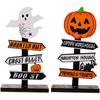 Bloque de madera decorativo de Halloween con calabaza fantasma, letrero para encontrar el camino, letrero decorativo de madera, decoración para fiestas.