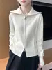 Nuevo Estilo Otoño e Invierno 2026 Cárdigan de Punto de Terciopelo Andy de Cuello Alto de Manga Larga con Doble Cremallera de Color Puro Holgado y Versátil para Mujer