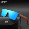 Óculos Esportivos para Homens ao Ar Livre, Estilo Transfronteiriço, Lente Integrada, Hastes de Madeira, Óculos de Sol Polarizados, Coloridos, Antirreflexo, Óculos de Sol Modernos