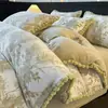 Juego de cuatro piezas de terciopelo tallado tridimensional de leche, funda nórdica y juego de sábanas de pelo de conejo engrosado para invierno, adecuado para dormitorios de estudiantes