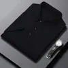 Camisa Polo de Manga Corta de Seda de Hielo para Hombre 2024 Verano Nueva Camiseta Casual Versátil de Color Puro con Cuello para Hombre