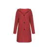 Tiktok Amazon Exportación Transfronteriza Otoño e Invierno Talla Grande Color Sólido Chaqueta con Capucha Engrosada Botones de un Solo Botón Top para Mujer