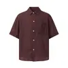 Camisa de Manga Corta con Bolsillo de Cuadros Burbuja para Hombre, Nuevo Estilo Retro Japonés de Programador Primavera/Verano, Top Suelto Casual para Mujer, Moderno