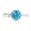 Anillo de Dedo Giratorio de Cuatro Garras con Corte Rosa de Piedra Preciosa de Colores de Venta Caliente en Transmisión en Vivo, Diamante de Alto Carbono Súper Brillante, Galvanizado en Oro Real, Anillo de Moda Versátil