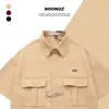 Nova Marca da Moda Camisa Retro de Manga Curta Waffle para Homens, Estilo de Rua de Verão Estilo College Americano Camisa Versátil para Casal