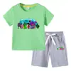 Camiseta infantil de verano 2023, nueva ropa infantil de comercio exterior, pantalones de manga corta de algodón coreano para niños, traje de dos piezas