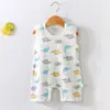 Enterizo de Verano sin Mangas para Bebés Niños y Niñas, Estilo Coreano Dibujos Animados Algodón Ropa para Gatear, Mono de Bebé de Moda
