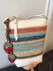 Bolsa de Palha da Moda para Mulheres 2025 Verão Nova Tendência Tecida Ombro Transversal Bolsa Feminina Praia Casual Bolsa de Balde