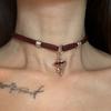 Cadena para el cuello de hombre negra estilo europeo y americano, collar de cuero PU punk rock hip-hop, correa para el cuello de mujer, collar con remaches de calavera, joyería para mujer
