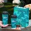 Tazas de Té con Leche de Alta Calidad Estilo Chino con Tapas, Desechables, para Uso Comercial, Vasos de Cartón Plateado para Tiendas de Té con Leche Caliente y Fría, Hechos a Medida