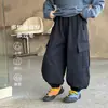 Pantalones Nuevos de Invierno para Niños de Edad Media y Mayores, con Felpa Adicional, Holgados, Versátiles, Pantalones Cargo, Deportivos Casuales para Niños, Joggers con Puños Elásticos