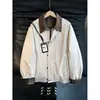 Chaqueta de granero estilo japonés retro con cuello de solapa, atuendo de otoño para hombre, chaqueta corta de caza casual holgada de alta gama