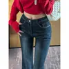 Jeans Acampanados Azules de Cintura Alta Súper Populares de Moda de Este Año para Mujer, Nuevos Pantalones Bootcut Otoño e Invierno 2026