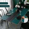Liquidação Toalha de Mesa em Couro Sintético Verde Escuro de PVC à Prova de Óleo para Mesa de Jantar Doméstica Tapete de Mesa Moderno Simples em Couro Sintético