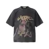 26 Marca Europea y Americana de Tendencia Transfronteriza Colaboración Travis Scott Camiseta de Manga Corta Lavada Vintage Unisex High Street Manga Media