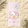 Toalha de Praia Sanrio Infantil Estampa de Desenho Animado Gatinha Kitty Toalha de Banho Estampada Microfibra Secagem Rápida para Natação Beira-Mar