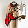 Xale Grande de Corrente Coreana Combinando Cores Lenço de Seda para Outono e Inverno Lenço Longo Versátil Lenço Fino Moderno de Brocado Cetim