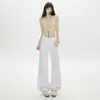 Calça Jeans Wide Leg Floral Juvenil Estilo Coreano Outono 2025 para Mulheres Cintura Alta Solta Estampa Única Barra Reta Versátil para Mulheres