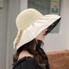 Nuevo sombrero de sol de plástico negro de ala grande para primavera y verano con lazo, sombrero de pescador plegable para almacenamiento, moda femenina, todo partido, protección solar