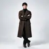 Novo Casaco Trench de Lã Masculino Outono/Inverno 2026 Marca da Moda Tendência Solto Tamanho Plus Size Longo Lã de Lapela Dupla