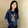 Camiseta de algodón puro para niña, estilo dos piezas falsas, manga larga, primavera y otoño, estilo coreano, camiseta básica elegante para niños mayores, top de moda infantil