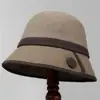 Chapéu de Pescador Estilo Hepburn Retrô para Mulheres, Estilo Outono e Inverno para Meia-Idade e Jovens, Chapéu de Balde Quente de Lã
