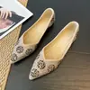 Novos Sapatos Baixos Femininos Estilo Francês Apontados Outono 2026, Decorados com Strass, Design Baixo, Sapatos Femininos Modernos e Versáteis N1288-5