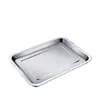 Bandeja cuadrada de acero inoxidable 304, plato rectangular, plato de preparación de cocina, plato para servir, plato para barbacoa, plato para cocinar arroz al vapor, plato multiusos